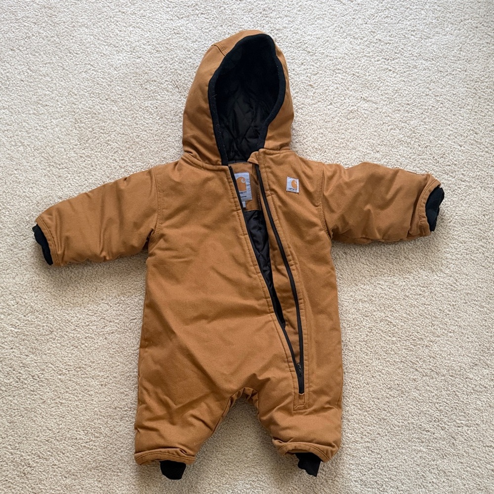 Carhartt Toddler Insulated Hooded One-Piece in Brown with Black Lining